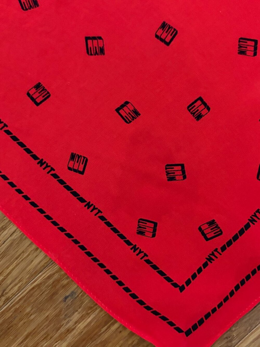 Vintage New York Times NYT Mollie Parnis Scarf Red Black NYT Logo Rectangle